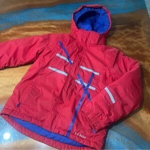 L.L. Bean Insulated Hooded Winter Jacket Reflective Blue red size mediumZ